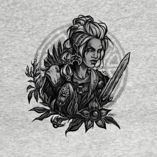 Valkyrie with deadly nightshade - tattoo style T-Shirt